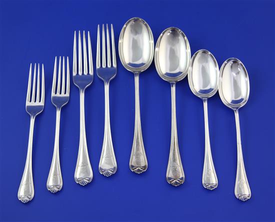 A George V part canteen of silver flatware by Cooper Brothers & Sons Ltd, 56.5 oz.